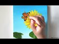 How to draw Sunflower (feat. Tiger Butterfly) / Acrylic Painting for Beginners