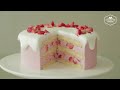 Full of strawberries! It's so pretty~ Strawberry Cake Recipe * Baking, Dessert