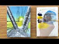 Winter scene painting tutorial / Canvas painting / Painting tutorial