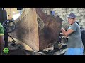 Trembesi wood cut by Japanese samurai soldiers!! sawed board material I Sawmill
