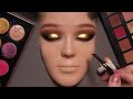 ASMR New Golden Glam Makeup on Mannequin - PatMcGrath, Gucci, Huda & More (Whispered)