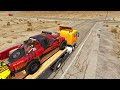 Flatbed Trailer Dodge  Cars Transportation with Truck - Pothole vs Car #14 - BeamNG.Drive