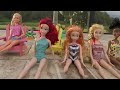 Water Slide ! Elsa and Anna toddlers - pool playdate - Barbie - floaties - swim - water fun - splash