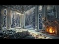 Cozy Fireplace Sounds and Piano Music for a Royal Bedroom Ambiance | Peaceful Sleep | Snowfall Night