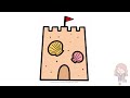 Drawing A Sand Castle in 8 Minutes 🏖️ 🐚 Very Easy Tutorial For Kids