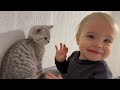 Adorable Baby Meets Kitten for the First Time! Cutest Reaction!