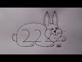 How To Draw Rabbit With 2222 Number | Rabbit Drawing Step By Step