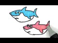 How to Draw Baby Shark Father and Mother for Beginners, Coloring & Painting | Kimber Drawings