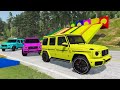 TRANSPORTING PIXAR CARS & FRUITS WITH COLORED & JOHN DEERE vs CLAAS vs TRACTORS - BeamNG.drive #962