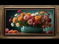 Framed Tv art flower bouquets with smooth jazz