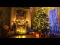 Christmas Ambience | 4K Fireplace & Winter Storm Sounds | Christmas Tree Yule Log Fireplace Scene✨🎄