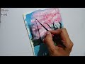 How to paint pink cherry blossom tree | Easy tree painting for beginners | acrylic painting