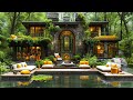 Luxurious Outdoor Cafe Ambience with Spring Jazz ☕ Relaxing Jazz Background Music for Work and Study