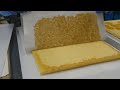 Amazing Japanese Cake Factory! Orange roll cake mass production process