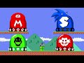 Super Mario Bros. But Mario and Sonic Become Pacmans in HOT And COLD Challenge