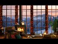 Snow Ambience | Cozy Winter Cabin Ambience in Mountains with Fireplace