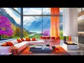 Smooth Jazz Ambience 🌸 Sweet Jazz Instrumental Music & Fireplace Sounds in Spring Apartment to Relax