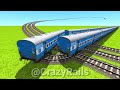 TRAINS VS SHARP U-TURN AND THREE FLYING RAILROAD TRACKS ▶️ Indian Train Simulator | CrazyRails