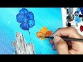 Easy Drawing:How to draw flowers 🌼 easy techniques//acrylic painting for beginners