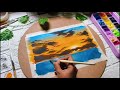 How to use Gouache colour || painting Sunset view ❤️ || Untrained artist