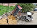 OMG !! First Start Open a New Project Operator Skill Bulldozer Clear Land And Trash & Truck Loading