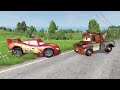 TRANSPORTING PIXAR CARS & FRUITS WITH COLORED & JOHN DEERE vs CLAAS vs TRACTORS - BeamNG.drive #962
