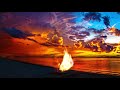 Bonfire Beach Summer Vibes - Relaxing Meditation Ocean & Crackling fire Sound - No music - ASMR