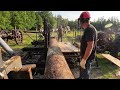 Cutting Down A Big Pine Tree, and Sawing Into Lumber - 20 Foot Boards - Homemade Sawmill - ASMR