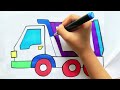 How to Draw a Dump Truck, Drawing,Coloring, Painting for Kids & Toddlers | Easy Drawing Step by Step