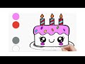 How to draw a cute birthday cake | Draw and color