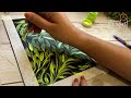 EASY! HOW TO PAINT beautiful design with LEAVES pattern step by step painting tutorial  aesthetic