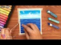 Easy Ocean Waves Drawing with Oil pastels for beginners | How to draw Ocean waves | Step by step