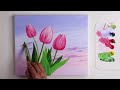 Easiest Way to Draw Tulip Flower | Acrylic Painting for beginner