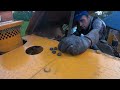 Fixing water pump on the Soviet bulldozer