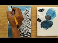 Winter scene painting tutorial / Canvas painting / Painting tutorial