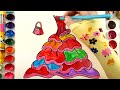 Learn to Draw and Coloring RAINBOW BARBIE Dress Coloring Book Pages Video for Kids to Learn Coloring