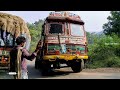 Shocking Moment: Reckless Car Driver Collides with Heavy Loaded Truck's Fuel Tank on Ghat Road Turn