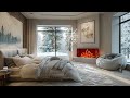 Warm bedroom with fireplace. Relaxing Jazz tunes - Jazz background music