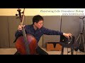 Tomoya Aomori evaluating the NEW Planetwing Cello Pickup available at Kolstein Music, Inc.