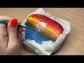 Heart🧡 Landscape Acrylic Painting On Rocks | Easy Stone Painting