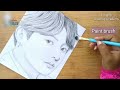 Pencil sketch Drawing of BTS (Jungkook) || Drawing Tutorial || Face Drawing  || 防弾少年団
