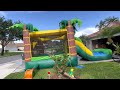 Inflating a waterslide and bounce  house combo