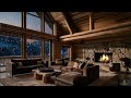 🔥Fireplace 4K HD Cozy Winter Log Cabin with Jazz Music for Sleep, Study, Relax, and Reduce Stress