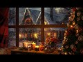 Christmas Time By Window 🎄 Cozy Coffee Shop Ambience and Relax Jazz Piano Music 🎀 Snowfall on Window