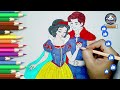 How to draw Snow White with her prince | Snow white and Prince Florian | how to draw cute Snow White