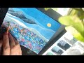 minimalist landscape painting time lapse ⛰️ mountains, flower field, moon | sketchbook vlog #7 #art