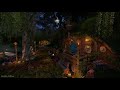 Hobbit Village Ambience 🌙🌲 Night Time At The Shire - Chorus cicadas, occasional rain, windchimes