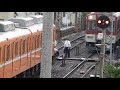 近鉄電車南大阪線　踏切自動車脱輪により非常ボタン押される　Railroad accident in JAPAN