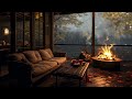 Nature's Lullaby: Sleeping Peacefully to Thunderstorm and Crackling Fire in Cabin