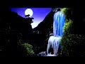 Relaxing sound of waterfall and full moon waiting for his life partner